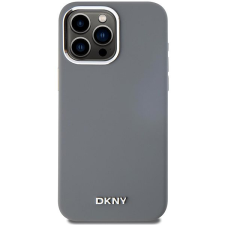 DKNY Liquid Silver Metal Logo iPhone 15 Pro Max szürke szilikon MagSafe tok tok és táska