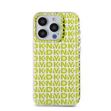 DKNY PC/TPU Repeat Pattern iPhone 15 Pro hátlap tok, sárga tok és táska