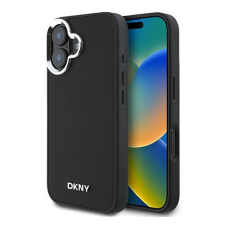 DKNY Plain Silver Logo iPhone 16 MagSafe hátlap tok, fekete DKHMP16SPSCMCLK tok és táska