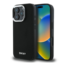 DKNY Plain Silver Logo iPhone 16 Pro Max MagSafe hátlap tok, fekete DKHMP16XPSCMCLK tok és táska