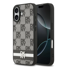 DKNY PU Leather Checkered Pattern and Stripe tok iPhone 17 készülékhez fekete (907175) tok és táska