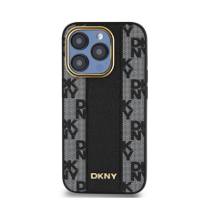 DKNY PU Leather Checkered Pattern Apple iPhone 15 Pro Magsafe tok, fekete tok és táska