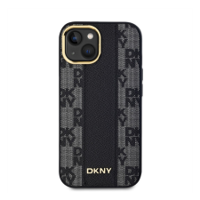 DKNY PU Leather Checkered Pattern iPhone 15 MagSafe tok, fekete tok és táska