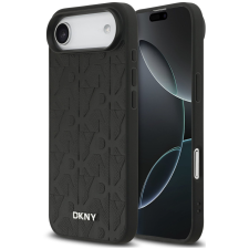 DKNY PU Leather Grid Pattern Apple iPhone Air (2025) hátlap tok, MagSafe, fekete tok és táska