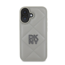 DKNY PU Leather Quilted Stack Logo iPhone 16 Plus tok, szürke tok és táska
