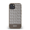 DKNY PU Leather Repeat Pattern Bottom Stripe Apple iPhone 14 Magsafe kompatibilis hátlap tok, barna
