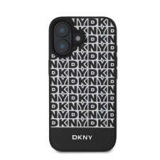 DKNY PU Leather Repeat Pattern Bottom Stripe iPhone 16 Plus MagSafe tok, fekete tok és táska