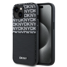DKNY PU Leather Repeat Pattern kártyatartós tok iPhone 15 készülékhez fekete (900861) tok és táska