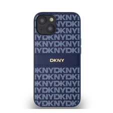 DKNY PU Leather Repeat Pattern Tonal Stripe Apple iPhone 14 hátlap tok, kék tok és táska