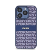 DKNY PU Leather Repeat Pattern Tonal Stripe Apple iPhone 14 Pro hátlap tok, kék