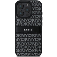 DKNY PU Leather Repeat Pattern Tonal Stripe iPhone 16 Pro Black tok tok és táska