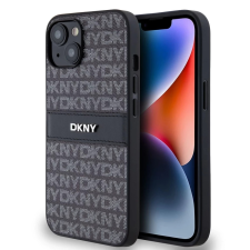 DKNY PU Leather Repeat Pattern Tonal Stripe tok iPhone 14 készülékhez fekete tok és táska