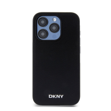 DKNY PU Leather Silver Metal Logo Apple iPhone 15 Pro Magsafe tok, fekete tok és táska