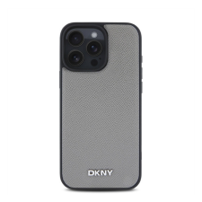 DKNY PU Leather Silver Metal Logo iPhone 16 Pro MagSafe tok, szürke tok és táska