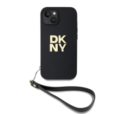 DKNY PU Leather Stack Logo csuklópántos tok iPhone 15 készülékhez fekete (902881) tok és táska