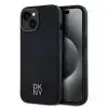 DKNY PU Leather Stack Logo iPhone 15 MagSafe tok, fekete