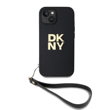 DKNY PU Leather Stack Logo Wrist Strap tok iPhone 14 készülékhez fekete (902851) tok és táska