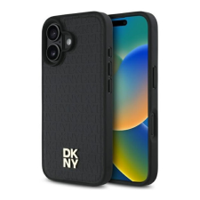 DKNY Repeat Pattern Stack Logo iPhone 16 Magsafe hátlap tok, fekete DKHMP16SPSHRPSK tok és táska