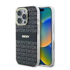 DKNY Repeat Texture Pattern With Stripe iPhone 16 Pro hátlap tok, fekete DKHMP16LHRHSEK tok és táska