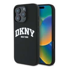 DKNY Silicone White Printed Logo iPhone 16 Pro MagSafe hátlap tok, fekete DKHMP16LSNYACH tok és táska