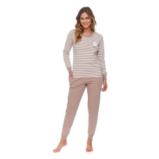 DN Nightwear Bear női pizsama, barna, csíkos XL