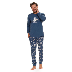 DN Nightwear Best Friends férfi pizsama, erdei állatos, kék S