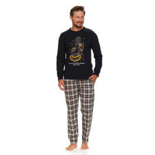 DN Nightwear Cosmo férfi pizsama, fekete, űrhajóssal L férfi pizsama