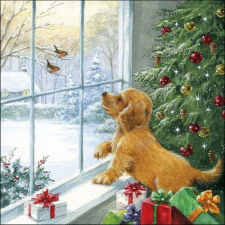 Dog watching birds papírszalvéta 33x33cm, 20db-os papírárú, csomagoló és tárolóeszköz