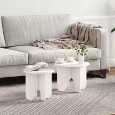  Dohányzóasztal 2 pcs Fehér Tömör fenyőfa bútor