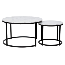  Dohányzóasztalok, 2 db-os szett, fehér/fekete, CIRKO bútor