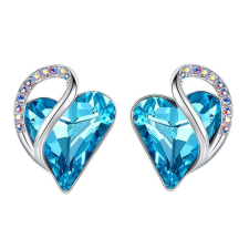 Dollcini két fülbevaló világoskék birthstone kristály ékszer ezüst hölgy ajándék ,Kek zafir ékszer szett