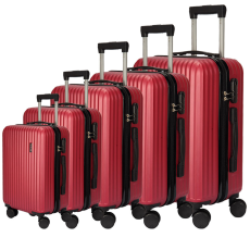  Dollcini, Világjáró Bőrönd 5db set, 28"24"20"18"16", 528284_E_5db, Borvörös