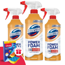 DOMESTOS Power Hab spray Citrus Blast 3x435ml + Ajándék Vileda Szivacs tisztító- és takarítószer, higiénia