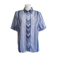  Domitex kék csíkos rövid ujjú női blúz (méret: XL)