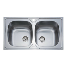 DONAU DE 165 mosogatótálca (860x500 mm, 2 medence) komplett 3 1/2" szifoncsomaggal mosogatótálca