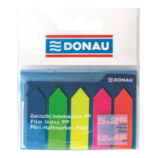  DONAU Jelölőcímke, műanyag, nyíl forma, 5x25 lap, 12x45 mm, DONAU, neon szín információs címke