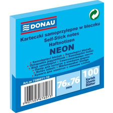 DONAU Öntapadó jegyzettömb, 76x76 mm, 100 lap, DONAU, neon kék jegyzettömb