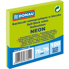 DONAU öntapadó jegyzettömb, 76x76 mm, 100 lap, donau, neon zöld 7586011-06 jegyzettömb