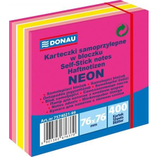 DONAU Öntapadó jegyzettömb, 76x76 mm, 400 lap, DONAU, neon-pasztell mix, rózsaszín árnyalatok -... post-it