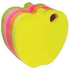 DONAU Öntapadó jegyzettömb, alma alakú, 400 lap, DONAU, vegyes neon színek post-it