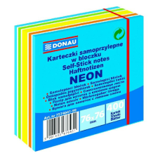 DONAU Öntapadó jegyzettömb DONAU 76x76 mm 400 lap vegyes neon színek kék post-it
