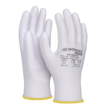 DONAU Szerelőkesztyű, PU, DONAU Safety , 8/M méret, fehér védőkesztyű