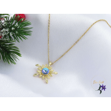  Doroti antiallergén kék kristályköves virág nyaklánc -14K nyaklánc