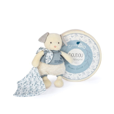Doudou et Compagnie Paris Doudou Ajándék készlet - Plüss kutya takaróval biopamutból 22 cm készségfejlesztő