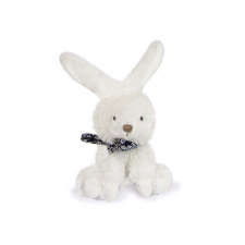 Doudou et Compagnie Paris Doudou plüss nyuszi sállal 12 cm sötétkék virágokkal készségfejlesztő