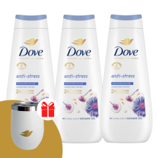 DOVE Advanced Care Anti-Stress Krémtusfürdő 3x400ml + Ajándék Utazóbögre kozmetikai ajándékcsomag