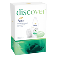 DOVE Discover ajándékcsomag (tusfürdő 250 ml + szappan 90 g + fürdőpamacs) kozmetikai ajándékcsomag