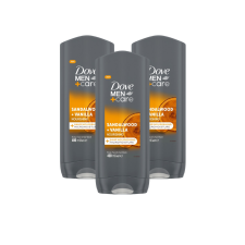 DOVE Men+Care Sandalwood + Vanilla tusfürdő testre, arcra, hajra (3x400 ml) tusfürdők