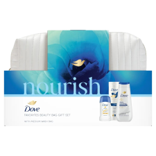 DOVE Nourish Extra Ajándékcsomag neszeszerrel - Tusfürdő + Sampon + Dezodor + Testápoló + Szappan kozmetikai ajándékcsomag