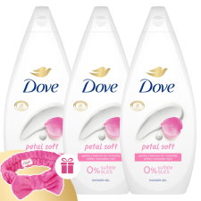 DOVE Petal Soft Krémtusfürdő 3x720ml + Ajándék Hajpánt kozmetikai ajándékcsomag